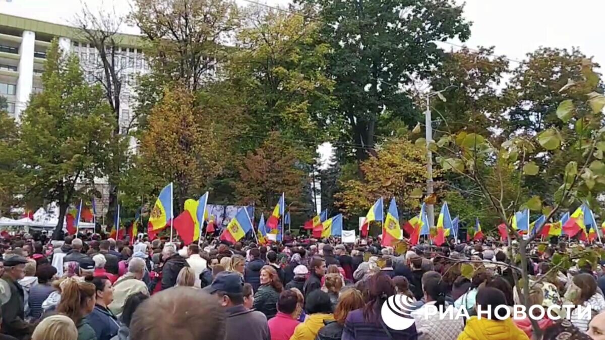    Акция протеста сторонников и представителей партии "Шор" в Кишиневе. Кадр видео© РИА Новости