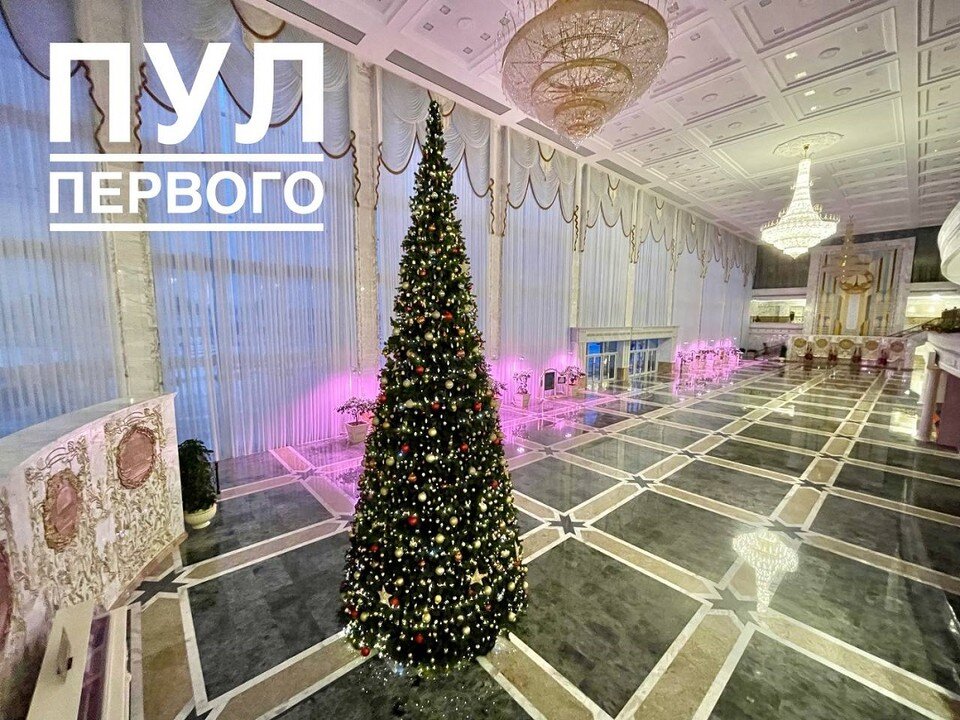     Новогодняя елка в Зале торжественных церемоний Дворца Независимости. Фото: телеграм-канал «Пул Первого»