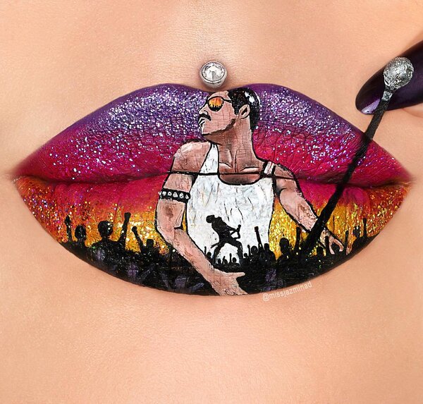 Пример художественного макияжа на губах