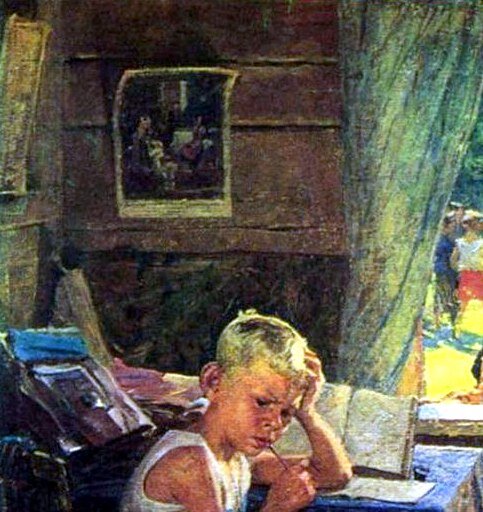 Фёдор Павлович Решетников «Переэкзаменовка», фрагмент