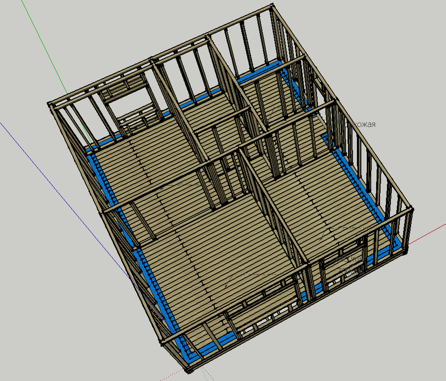 Готов каркас всех перегородок.
