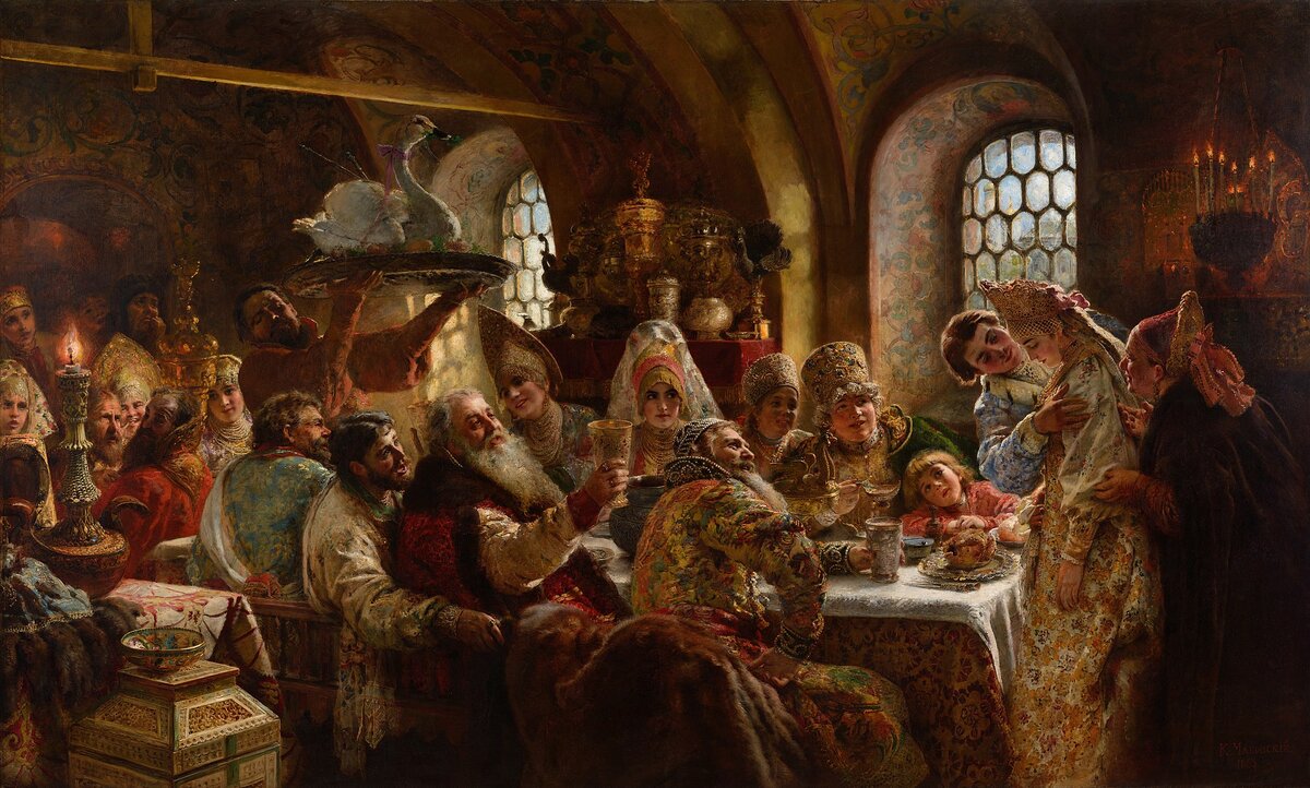 «Боярский свадебный пир»  Константин Маковский, 1883 г. 