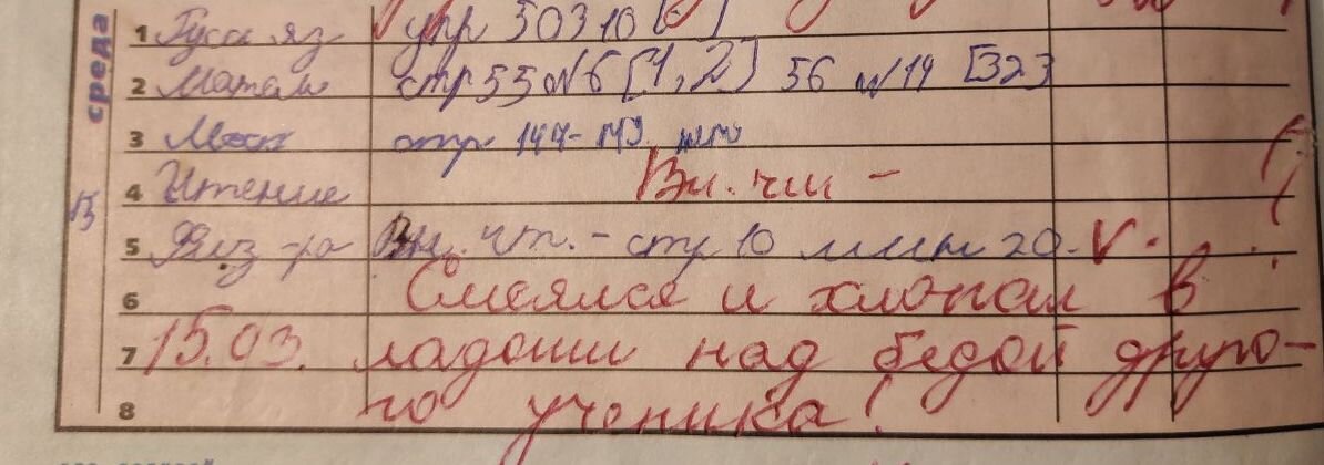 Запись в дневнике