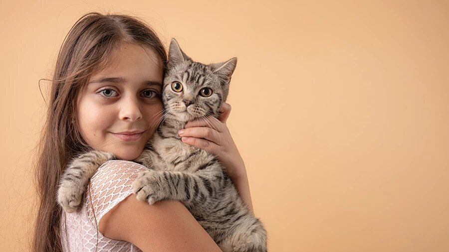 Девочка и кошка
