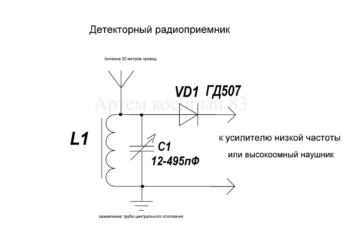 Схема детекторного радиоприемника для начинающих