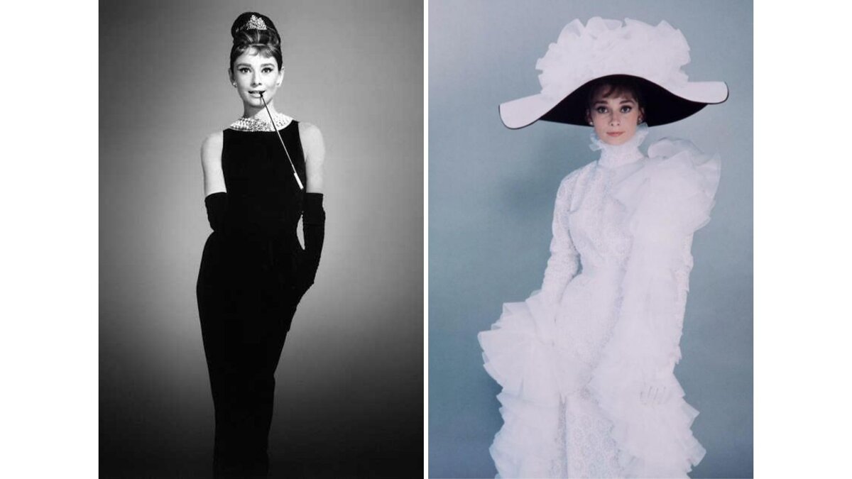 Одри прекрасна в любом образе! Но насколько лучше её природную красоту подчёркивают строгие линии и минималитичный крой!