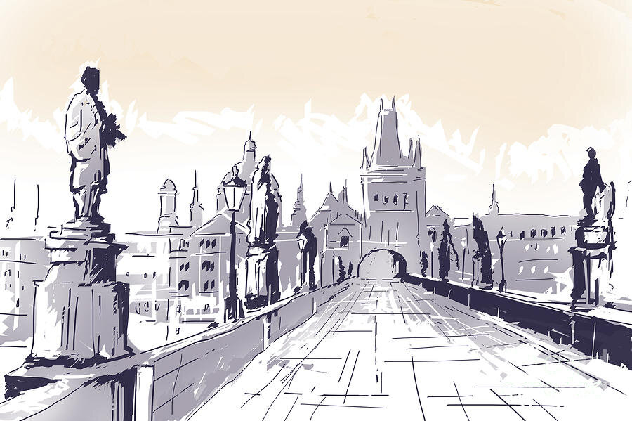 Рисунок Карлова моста из свободного доступа в Яндексе