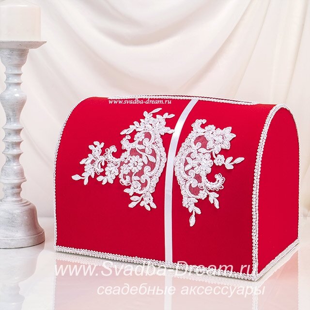 Красный сундучок для денег на свадьбу