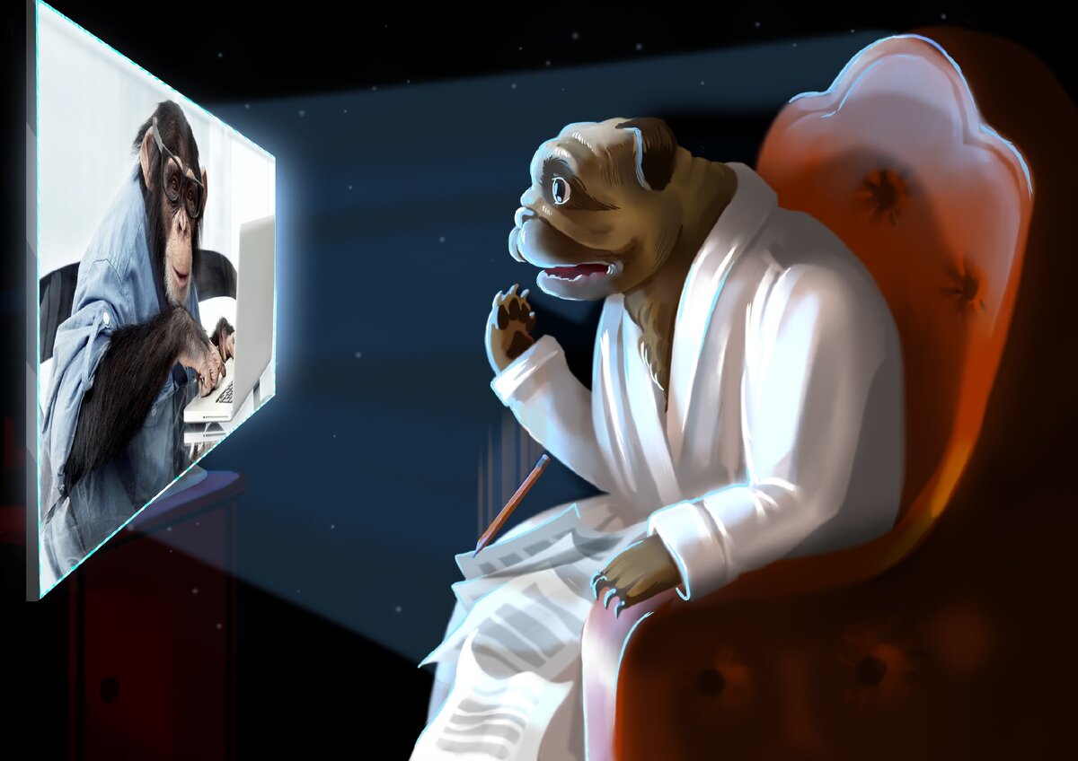 Мартышка к старости слаба мозгами стала;
 А у людей она слыхала,
Что это зло еще не так большой руки:
Лишь стоит завести чипы.