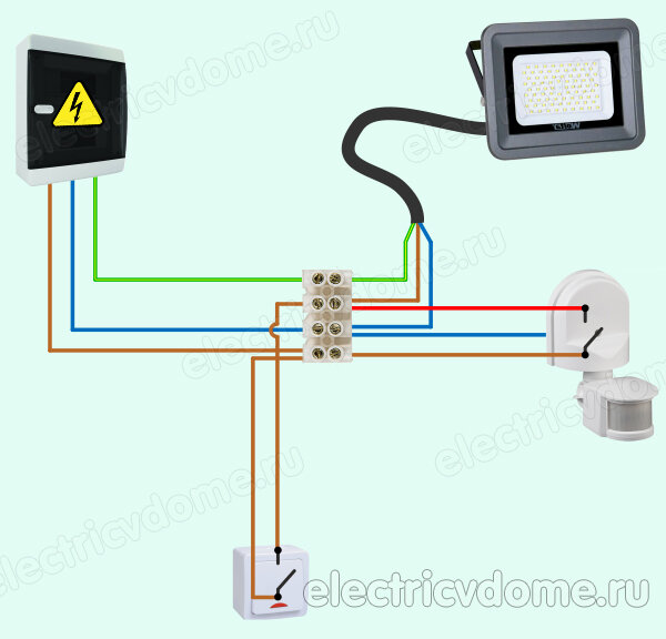 Подключение светодиодного (LED) прожектора к сети вольт