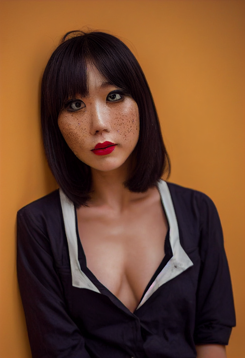 Азиатская девушка с веснушками