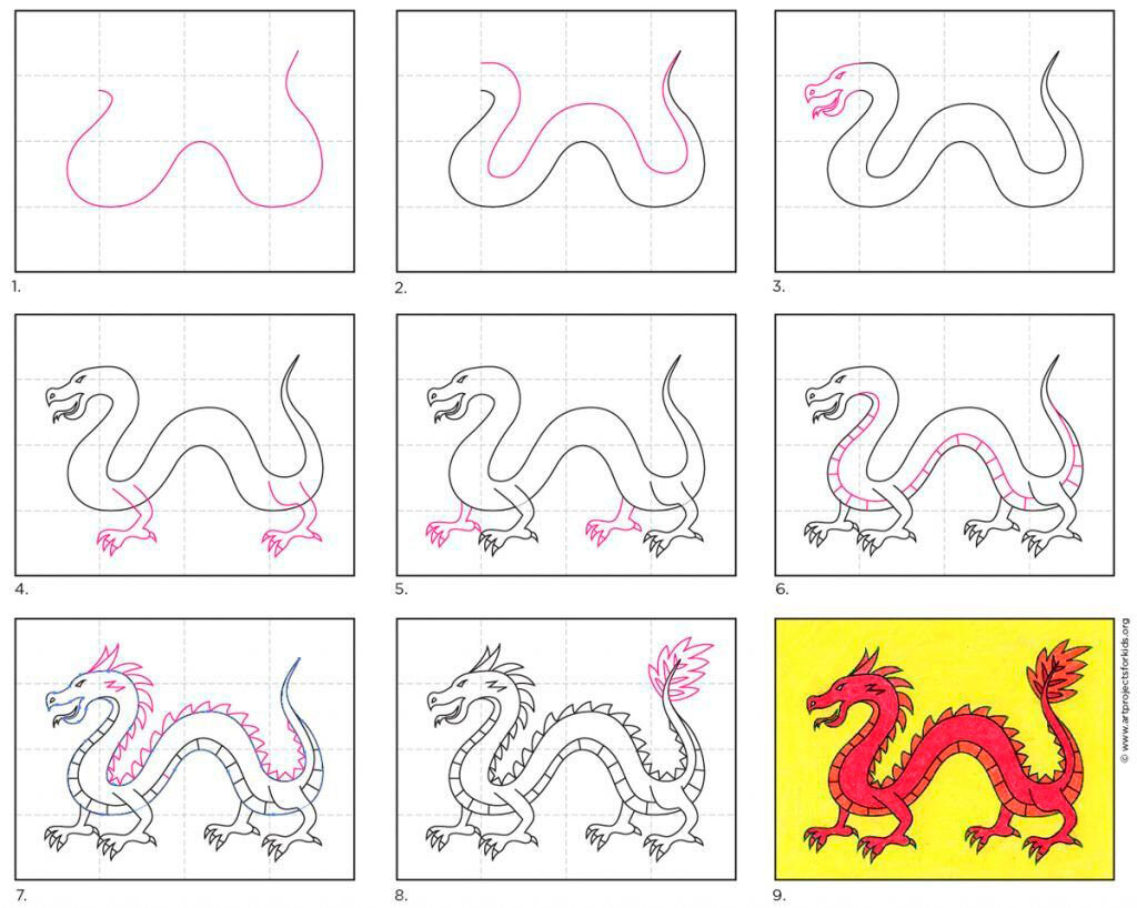 Как нарисовать дракона поэтапно