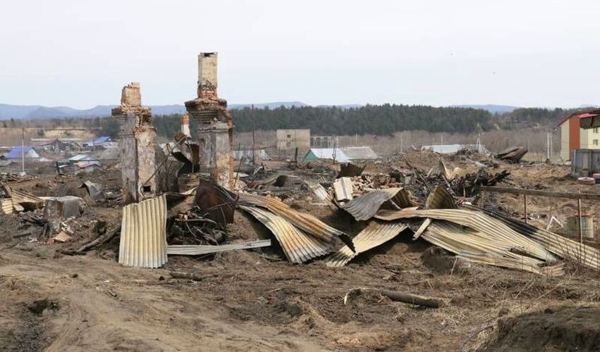 Последствия пожара в Красногорске. Фото администрации Томаринского района.