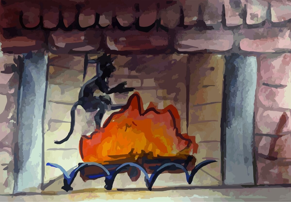 Уголек том 1. Огонь в печи рисунок. Угольки в печи. Рисунок камина с огнем. Кошкин дом Уголек.