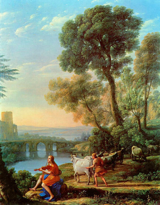 Клод Лоррен. Пейзаж с Аполлоном и Гермесом, 1645