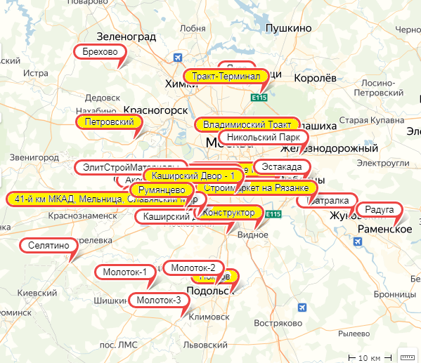 Крупнейшие строительные рынки Москвы и области