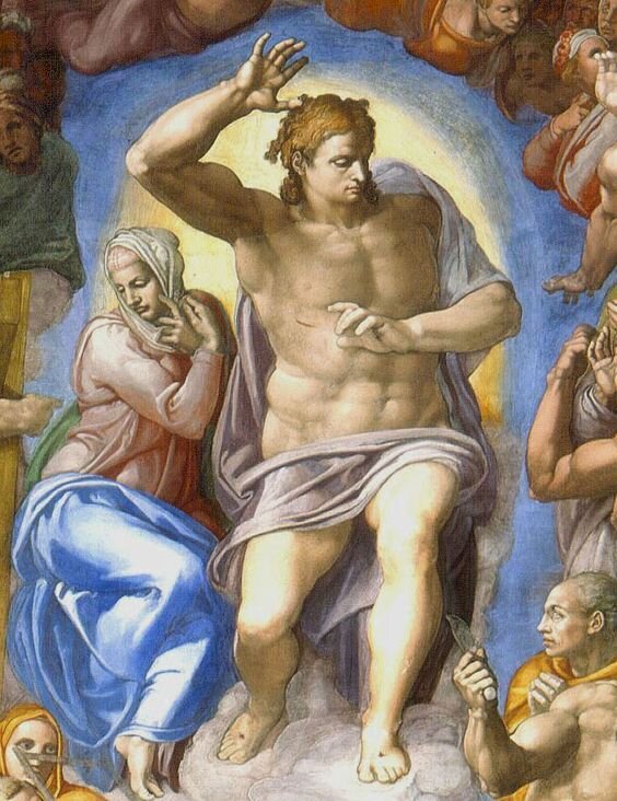 Невероятно, но Микеланжело изобразил Христа и Деву Марию обнаженными. Позже Даниэль Ди Вольтера "одел" эти фигуры в кожу.