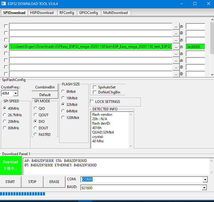 Прошивка контроллера ESP 32 прошивкой ESPEasy (Release mega-20201130 ...