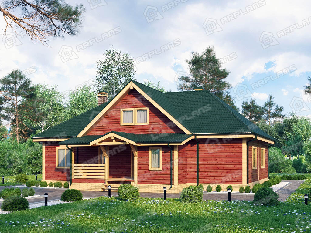 Фото 2 одноэтажного каркасного дома с 4 спальней. 150 кв м. Источник arplans.ru Проект И-046