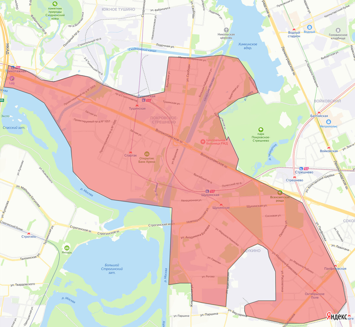 На юге граница жилого массива проходит по ул. Берзарина, на западе вдоль Волоколамского шоссе доходит до МКАД, на севере по Химкинскому водохранилищу, на востоке – по МЦК 