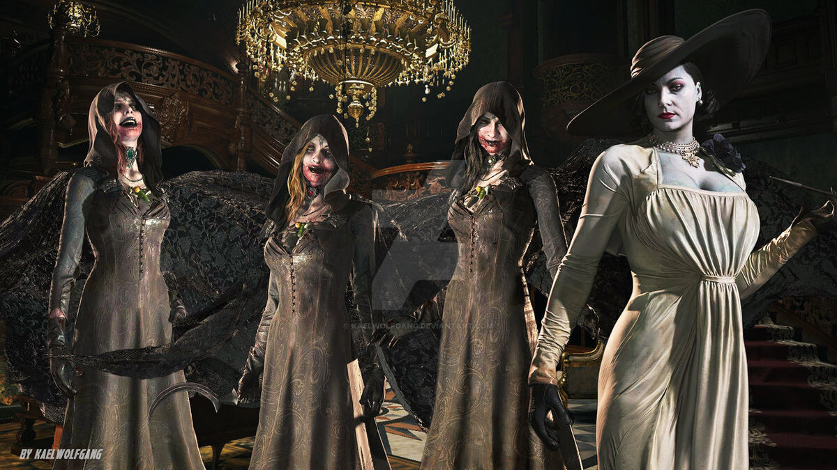 Сестры Даниэла, Бэла, Кассандра и их "мама" Альсина Димитреску