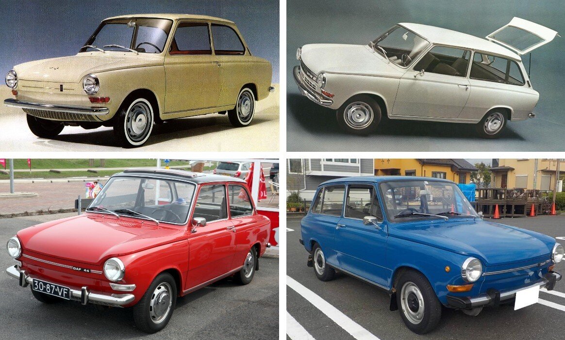 DAF-44 (1967-69), DAF-44 Combi (1967-69), DAF-44 (1969-74), DAF-44 Combi (1969-74).