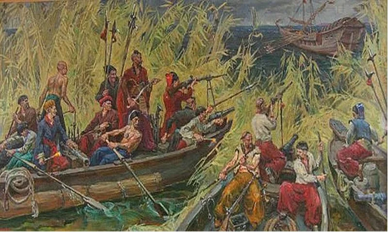 Морской поход запорожских казаков. Рисунок из свободного доступа.