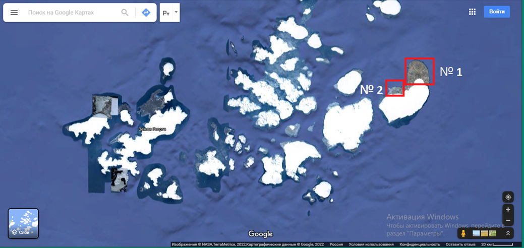 Снимок № 1 Архипелаг Земля Франца Иосифа- районы исследования. Россия.