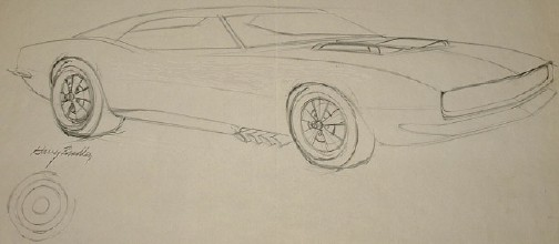 Оригинальный эскиз  Camaro от Гарри Брэдли. Из архива Брюса Паскаля.