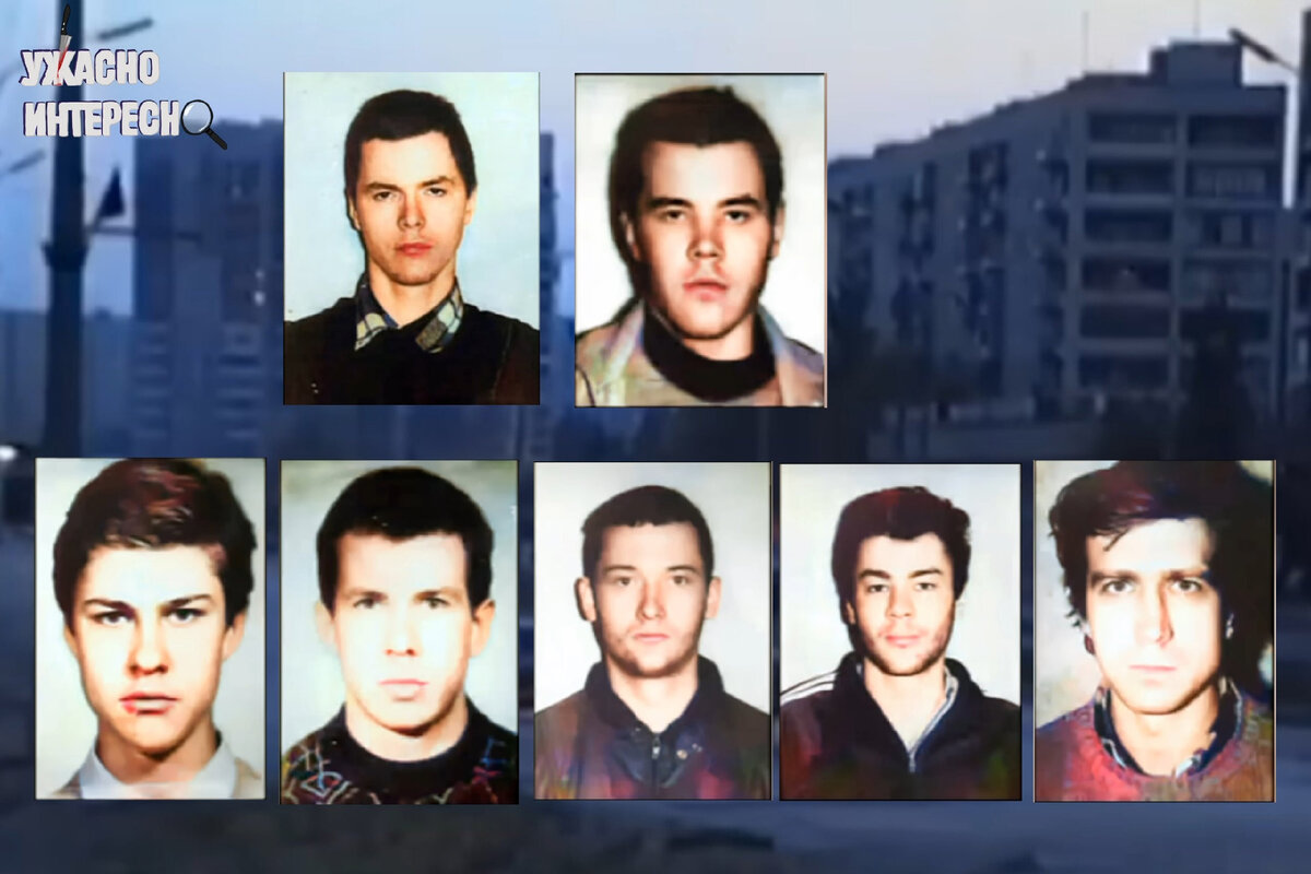 Банда "Бешеных братьев", слева направо: Александр и Владимир Коротковы, Виталий Голенков, Сергей Мотовилов, Алексей Фёдоров, Сергей Потёмкин и Андрей Кошеленко