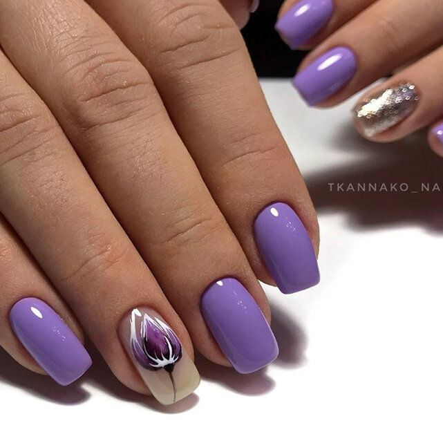 Сиреневый маникюр от Tkannako_Nail