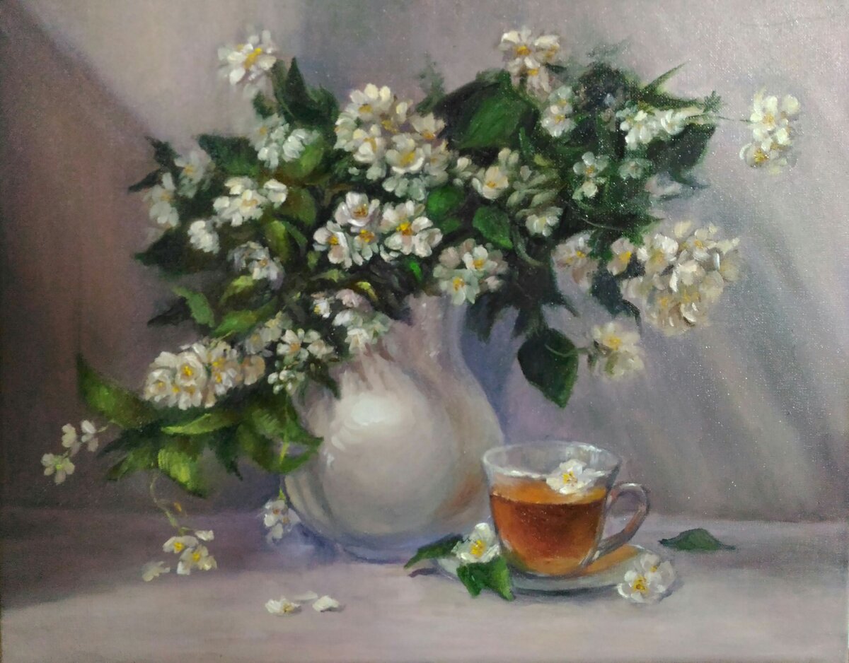 Жасминовый чай. Холст, масло. Продано. Можно заказать картину по email: belova.drawing@gmail.com WhatsApp, Viber +79276926094
