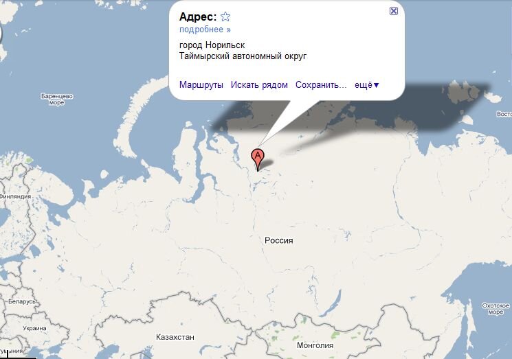 Норильск на карте.