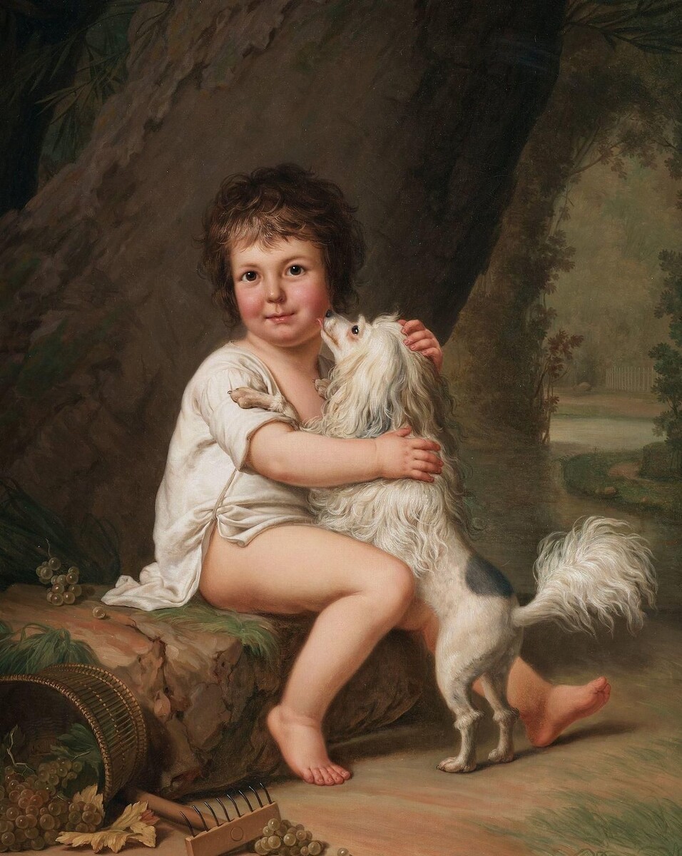 Вертмюллер А.У.( 1751-1811гг).Портрет юного Анри Бертоли-Кампана с собачкой.