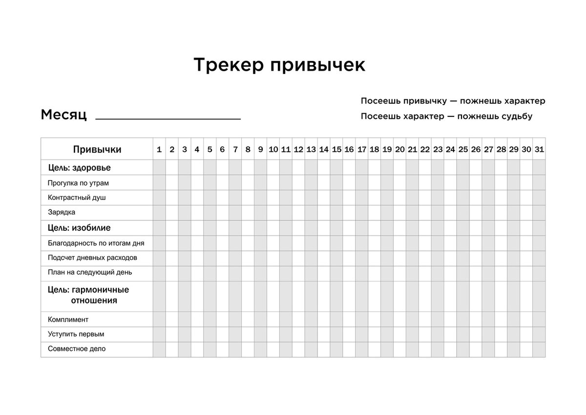 Пример доски, вы можете купить обычную доску и сделать под себя трекер, как вам удобно.