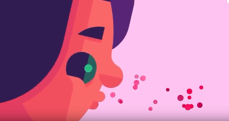 Человек и аэрозольные частицы с вирусом