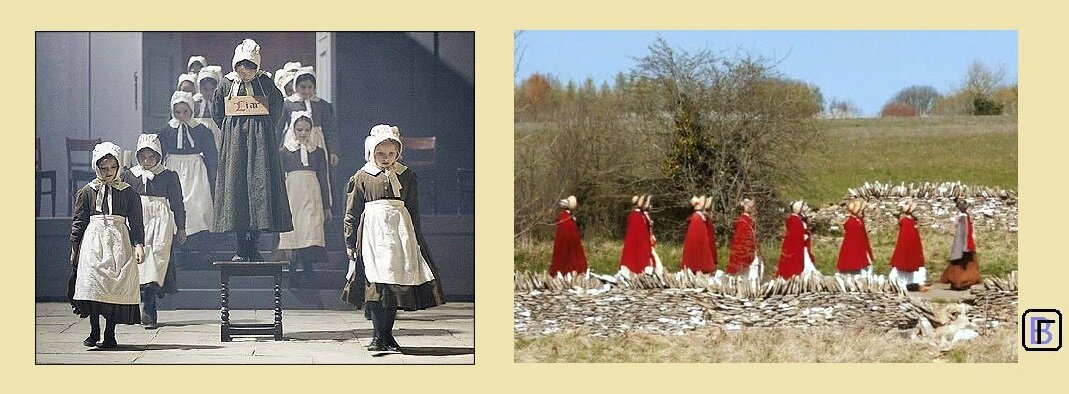 Слева - иллюстрация к книге "Джейн Эйр" Ш. Бронте, справа кадр из фильма "Эмма"2020 г.