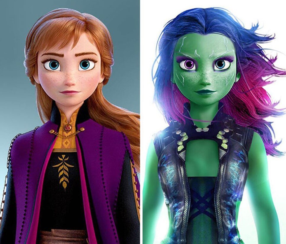 Анна в образе Гаморы (справа).