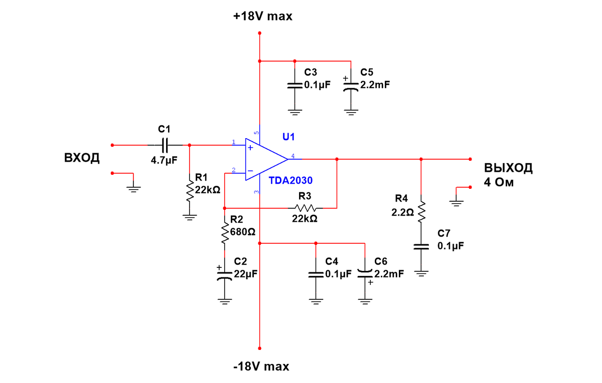 Усилитель низкой частоты (УНЧ) на микросхеме TDA7250