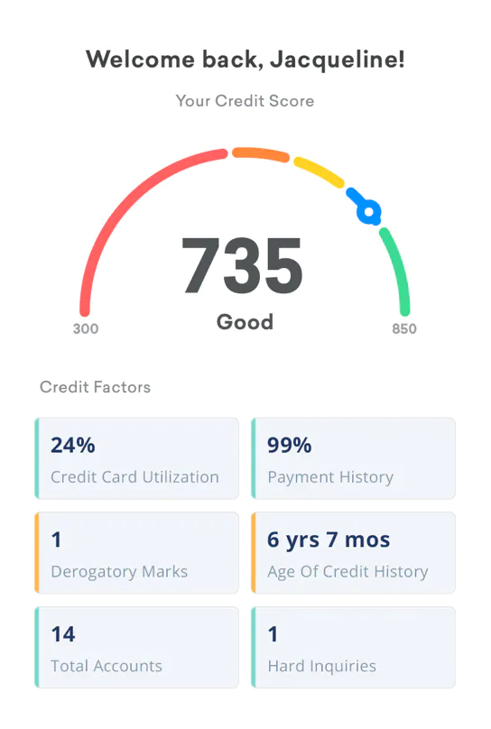 Интерфейс приложения "Creditkarma"