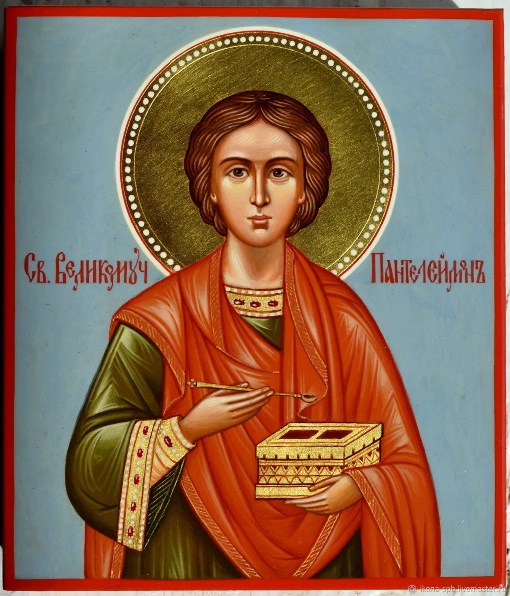 Православные великомученики. Святой великомученик и целитель Пантелеимон икона.