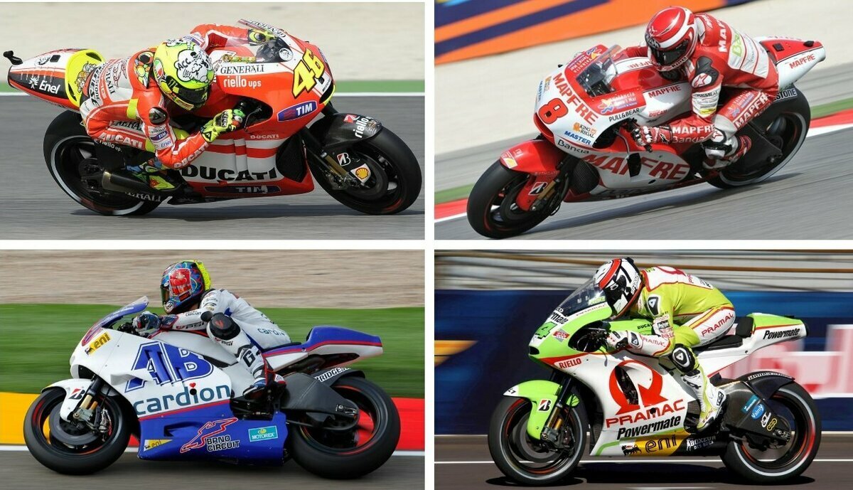 Valentino Rossi (Ducati-Desmosedici GP11), Hector Barbera, Karel Abraham, Randy de Puniet.