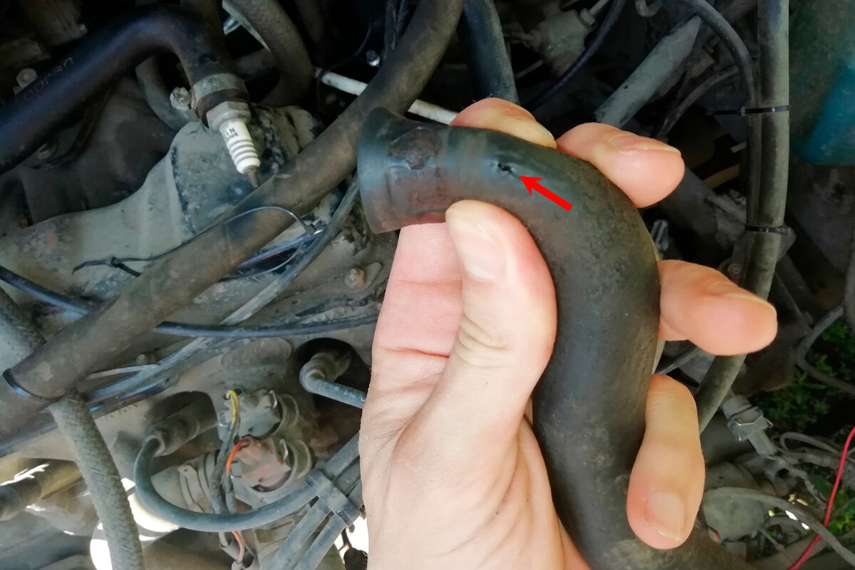 лопнувший патрубок системы охлаждения двигателя