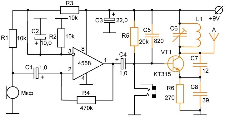 Ka4558 схема усилителя