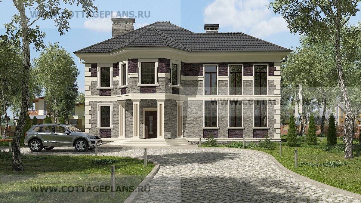 Главный фасад дома. Источник фото: https://www.cottageplans.ru