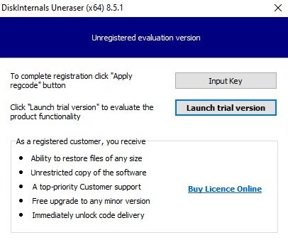 DiskInternals Uneraser 8.5 trial