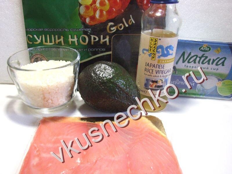 Роллы Филадельфия в домашних условиях, ингредиенты для приготовления. 