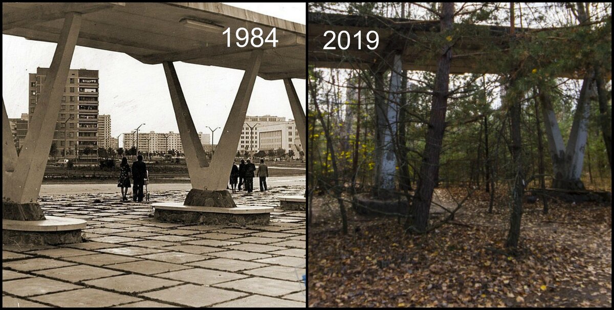 Припять до аварии на ЧАЭС и сегодня. Сравниваем фото разных времён