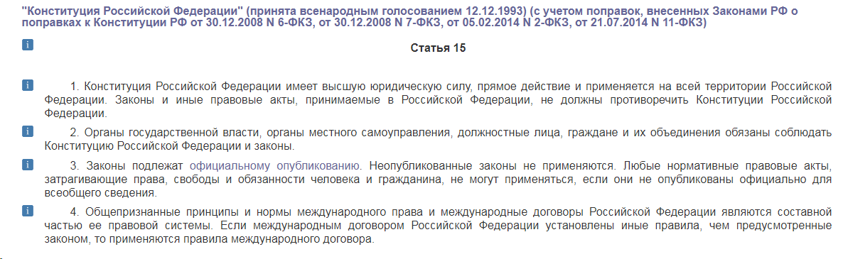 Конституция часть 4 статья 15