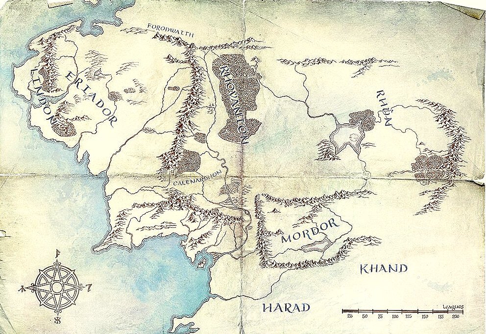 Новая карта Средиземья показывает предполагаемый ландшафт серии Властелин колец.